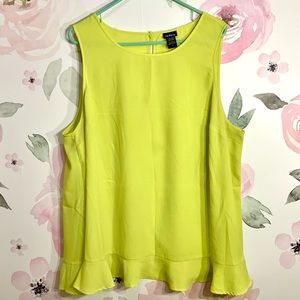 Torrid Neon Yellow Green Tank Top Ruffle Tulip Hem